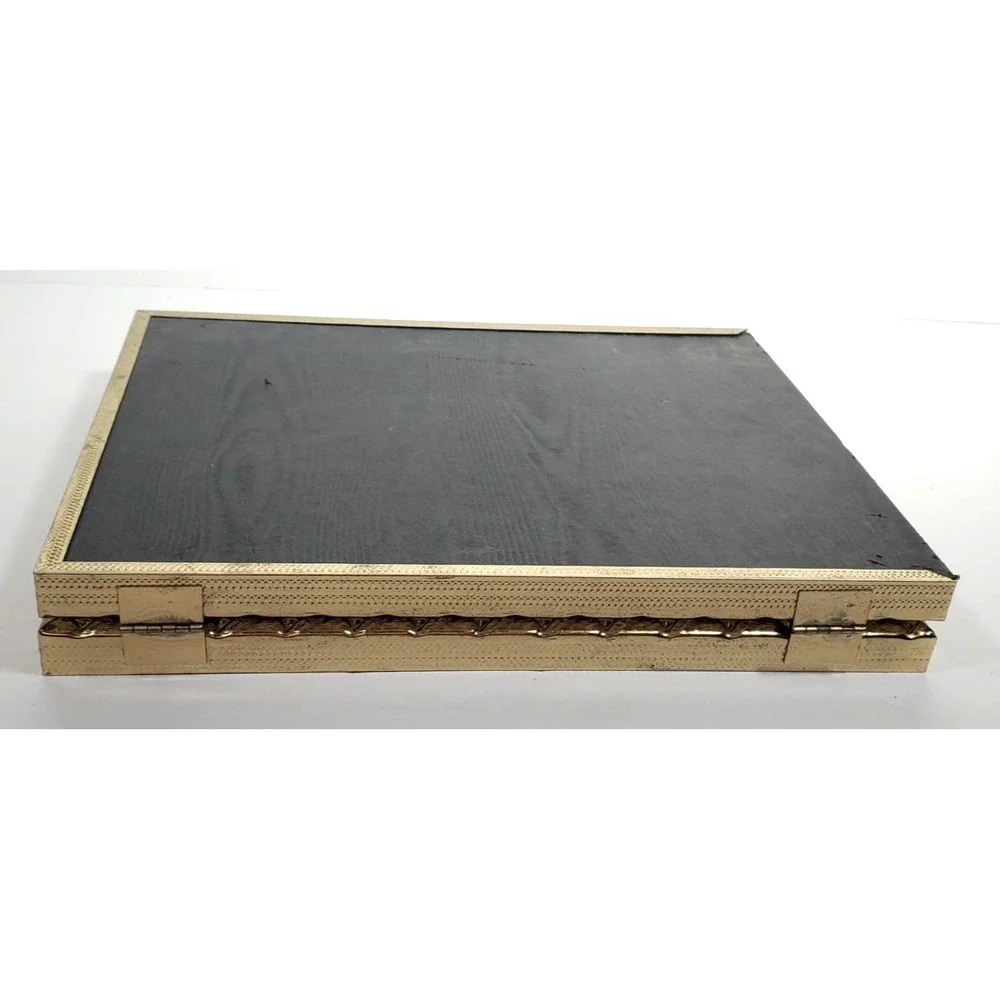 Vintage Double Picture Frame Brass Metal 8X10 Free Stand Portrait‎
